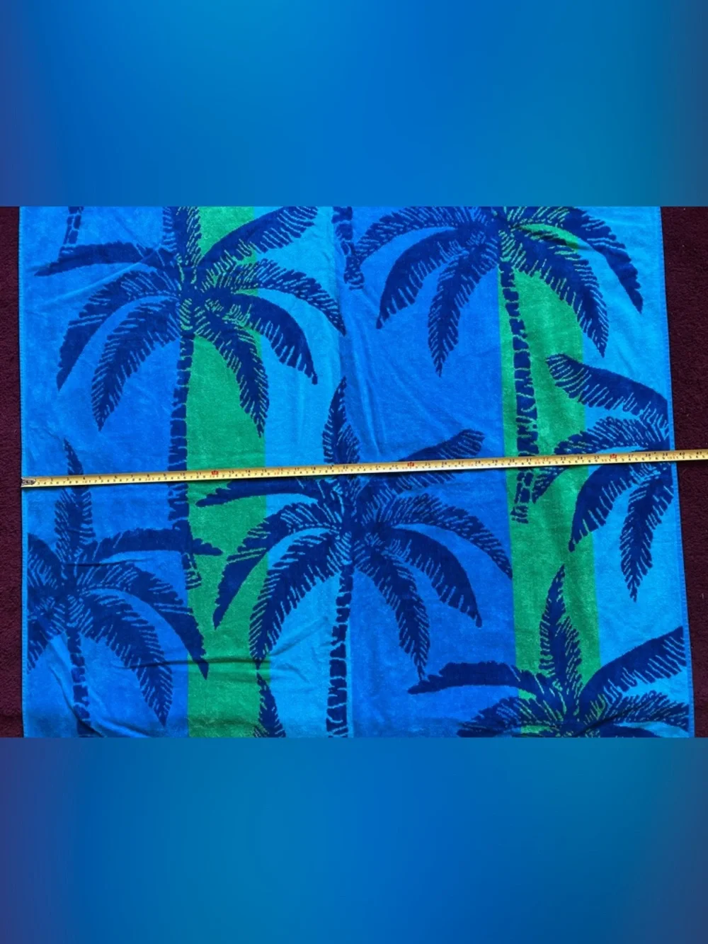 Blue and Green Palm Tree Beach Towel